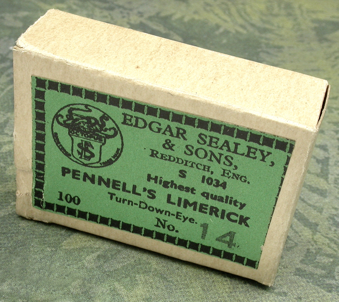 19. Edgar Sealy & Sons, LTD., S 1034, #14, Pennell’s Limerick, turned down eye, bronzed, Redditch England.