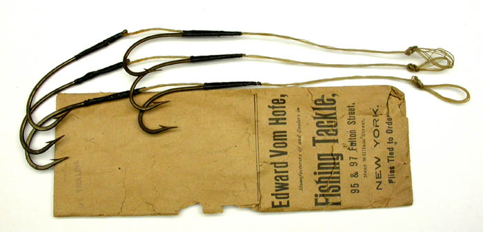 2a Edward Vom Hofe, marked 6/0, 4 strand gut, knobbed. package marked O’S trolling, ca 1900. 1900’s collection.