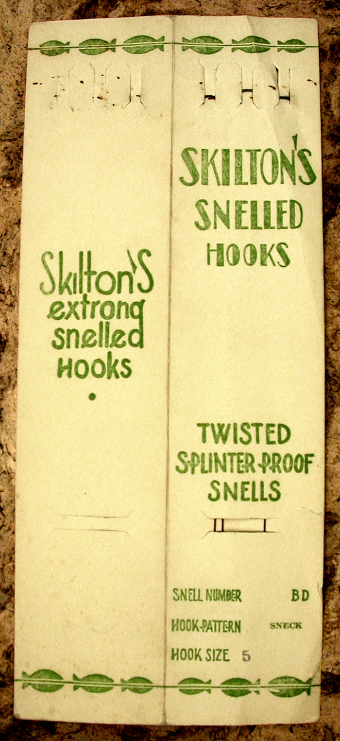 55a. Skilton's, #5, sneck, twiste splinter proof snells, snell number BD, hollow point, bronzed.
