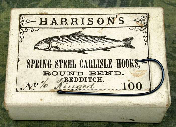 28a  Harrison's Carlisle hook and box, about 1 7/16” long, England.