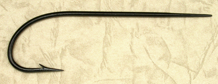 Unidentified oval wire blind eye hook, about 8/0 