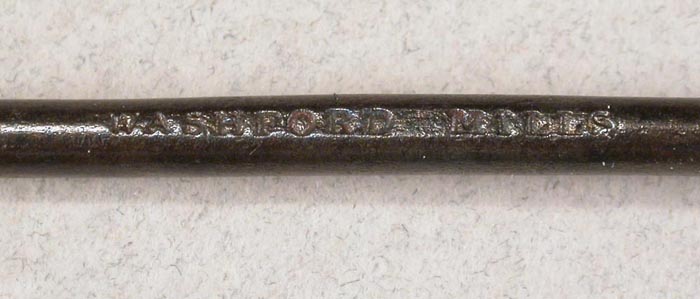 33c  And another H. Milward & Son, Washford Mills with different flatted marking. Hook is about 3 5/8” and a gape of about 1 1/8” directly above the point.